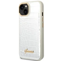 Guess GUHCP14SHGCRHS iPhone 14 6.1 "sidabrinis kietas dėklas Croco kolekcija