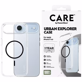 CARE by PanzerGlass Flagship Urban Explorer dėklas su juodu MagSafe iPhone Air - permatomas
