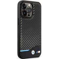 BMW Leather Carbon deklas, skirtas iPhone 13 Pro Max - Juodas