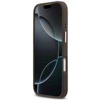 GUESS dėklas telefonui IPHONE 17, suderinamas su MagSafe GUHMP17SPGCRMDEW (PU W/ Grained Strass Logo) rudas