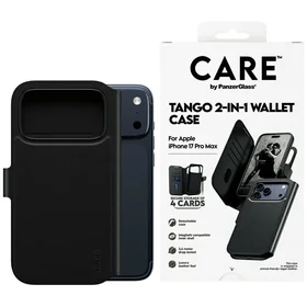 CARE by PanzerGlass Funkcinis Tango 2in1 Piniginės dėklas Magnetinis iPhone 17 Pro Max - Juodas