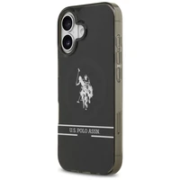 US Polo DH ir apatinės juostos logotipas Magnetinis dėklas iPhone 17 - juodas