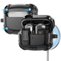 Tech-Protect silikoninis dėklas su kabliuku Samsung Galaxy Buds 3 / 3 FE / 3 Pro ausinėms - juodas