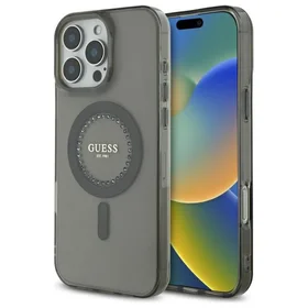 Guess IML Rhinestones Magnetinis dėklas telefonui iPhone 16 Pro - juodas