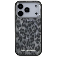 Karl Lagerfeld IML Leopardinis raštas Magnetinis dėklas telefonui iPhone 17 Pro - juodas