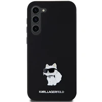 Karl Lagerfeld silikoninis Choupette metalinis ženkliukas dėklas telefonui Samsung Galaxy S24+ - juodas