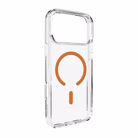 Puro Lite Mag TPU+PC magnetinis dėklas telefonui iPhone 17 Pro - permatomas su oranžiniu žiedu