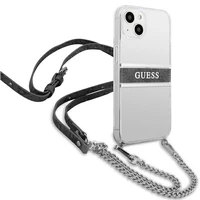 Guess GUHCP13SKC4GBSI iPhone 13 mini 5.4" Permatomas kietas dėklas 4G Pilkas Dirželis Sidabrinė Grandinė
