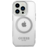 Guess GUHMP14XHTRMS iPhone 14 Pro Max 6.7" sidabrinis/sidabrinis kietas dėklas Metalinis kontūras Magnetinis