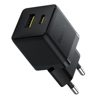 Baseus Palm 30W USB-C USB-A sieninis įkroviklis - juodas