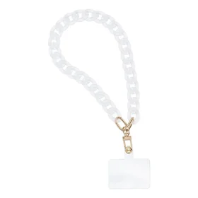 PANAMA telefono dirželis, pakabukas / virvelės ilgis 40 cm (20 cm kilpoje) / ant riešo – baltas