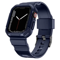Kingxbar CYF106 2in1 šarvuotas dėklas Apple Watch SE, 9, 8, 7, 6, 5, 4, 3, 2, 1 (41, 40, 38 mm) su dirželiu mėlynas
