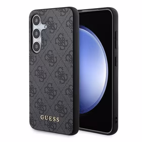 Guess 4G Metal Gold Logo dėklas telefonui Samsung Galaxy A35 - juodas