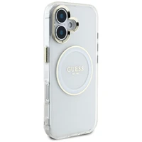 Guess IML Metal Colored Circle Classic Logo Magnetinis dėklas telefonui iPhone 16 - baltas