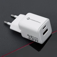 FORCELL F-ENERGY Mini GaN III VT-35C kelioninis įkroviklis su 1 x Type C + 1x USB A lizdais, PD QC4.0 35W baltas