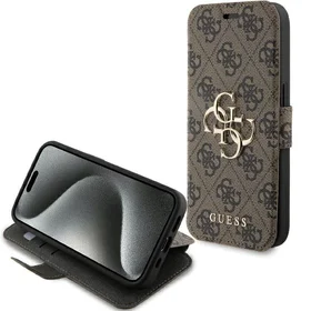 Guess 4G Metal Logo dėklas iPhone 15 Pro - rudas