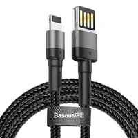 USB Lightning kabelis (dvigubas) Baseus Cafule 2.4A 1m (pilkas-juodas)