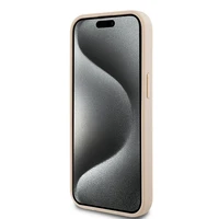 DKNY Odinis mono juosta ir metalinis logotipas dėklas telefonui iPhone 15 Plus / 14 Plus - rožinis