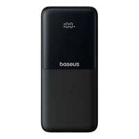 Baseus Lipow 10000mAh 22.5W išorinė baterija su dvigubu integruotu kabeliu ir ekranu (su papildomu juodu Baseus Simple USB-A - USB-C 3A 0.2m kabeliu) - Juoda