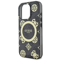 Guess IML Peony On 4G Background Magnetinis dėklas iPhone 16 Pro Max - juodas