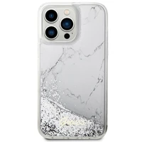 Guess GUHCP14XLCSGSGH iPhone 14 Pro Max 6.7" baltas/baltas kietas dėklas Liquid Glitter Marble