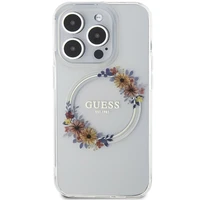 Guess IML Flowers Wreatch MagSafe dėklas telefonui iPhone 15 Pro Max - skaidrus
