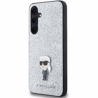Karl Lagerfeld Fiksuotas Blizgus Ikonik Logotipas Metal Pin dėklas Samsung Galaxy A35 - sidabrinis