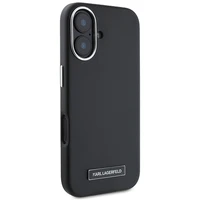 Karl Lagerfeld FW Metal Plate Magnetinis iPhone 16 Plus dėklas - juodas