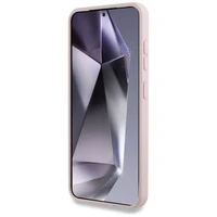 Karl Lagerfeld silikoninis dvigubų galvų ir apskritimo magnetinis Samsung Galaxy S25 dėklas rožinis