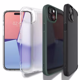 Spigen Crystal Hybrid dėklas telefonui iPhone 15 Plus - skaidrus juodas