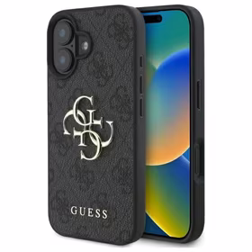 Guess 4G Didelis Logo iPhone 16 Plus Dėklas - juodas