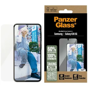 PanzerGlass itin plačios aprėpties grūdintas stiklas Samsung Galaxy A36 5G telefonui
