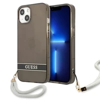 Guess GUHCP13SHTSGSK iPhone 13 mini 5.4" juodas/juodas kietasis dėklas su permatomu dizainu Stap