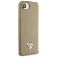 Guess Grained Triangle MagSafe dėklas telefonui iPhone 16e - ruda