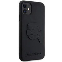 Karl Lagerfeld KLHCN613DRKNK iPhone 11 / Xr 6.1" juodas/juodas kietas dėklas guminis Karlo galva 3D