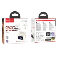 HOCO belaidės ausinės bluetooth su lietimui jautriu ekranu TWS ANC + ENC EQ21 debesų baltos
