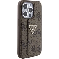 Guess Grip Stand 4G Triangle Strass dėklas telefonui iPhone 15 Pro - rudas