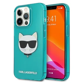 Karl Lagerfeld KLHCP13LCHTRB iPhone 13 Pro / 13 6.1" mėlynas kietas dėklas Blizgučių Choupette Fluo