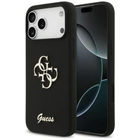 Guess Silikoninis didelis 4G užrašas dėklas iPhone 17 Pro Max - juodas