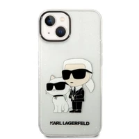 Karl Lagerfeld blizgus Karl&Choupette dėklas telefonui iPhone 14 Plus - permatomas