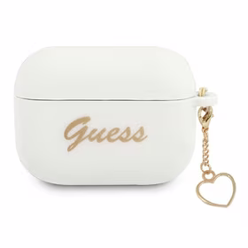 Guess GUAPLSCHSH AirPods Pro dėklas baltas silikoninis Charm Heart kolekcija