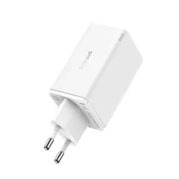 "Baseus GaN6 Pro" įkroviklis 65W 2 x USB-C 2 x USB-A su juodu USB-C kabeliu 100W 1m - baltas