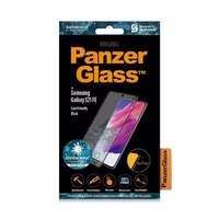 PanzerGlass E2E Microfracture antibakterinis stiklas Samsung Galaxy S21 FE - su juodu rėmeliu