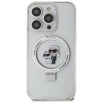 Karl Lagerfeld KLHMP15XHMRSKCH iPhone 15 Pro Max 6.7" baltas kietasis dėklas su žiediniu stovu Karl&Choupette MagSafe