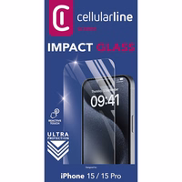 Cellularline Impact Glass - Toughened protective glass iPhone 15 / iPhone 15 Pro