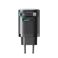 Joyroom JR-TCL02 65W USB-A USB-C GaN įkroviklis su įmontuotu USB-C kabeliu - juodas