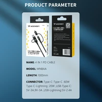 Wozinsky WNBAA 4in1 kabelis 2x USB-C 1x USB-A 1x Lightning 60W 1 m - juodas