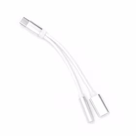 Adapteris AUX 2in1 Type-C į Type-C / 3,5 mm lizdas – baltas