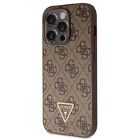 Guess GUHCP14LP4TDSCPW dėklas iPhone 14 Pro - rudas kryžminis 4G metalinis logotipas