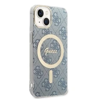 Rinkinys Guess GUBPP14SH4EACSB dėklas + įkroviklis iPhone 14 6.1" mėlynas/kietas dėklas 4G Spausdinimas Magnetinis